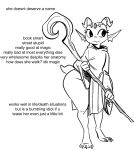  anthro breasts circlet clothed clothing degradation digitigrade female glacierclear hood horn kobold kobold_girl_(glacierclear) looking_aside monochrome nervous robe short_stack skimpy sleeves small_breasts small_waist solo text thick_thighs wide_hips 