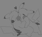  &lt;3 duo embrace eyes_closed feral feral_on_feral hug kissing male male/male miau monochrome nintendo nude pikachu pok&eacute;mon pok&eacute;mon_(species) simple_background video_games 