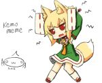  1girl animal_ear_fluff animal_ears artist_name asuka_tsubasa bangs bare_shoulders bell bell_collar blonde_hair blush borrowed_character chibi collar commentary_request detached_sleeves dress eyebrows_visible_through_hair fox_ears fox_girl fox_tail full_body green_dress green_skirt hair_between_eyes hair_bun hair_ornament jingle_bell kemomimi-chan_(naga_u) kneehighs long_hair long_sleeves open_mouth orange_neckwear original red_collar red_eyes ribbon ribbon-trimmed_sleeves ribbon_trim sailor_collar school_uniform serafuku signature sketch skirt sleeveless sleeveless_dress sleeves_past_fingers sleeves_past_wrists solo tail v-shaped_eyebrows white_background white_legwear 