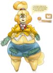  2020 animal_crossing anthro belly big_belly bodily_fluids bottomwear breasts canid canine canis clothing color_edit colored dialogue digital_media_(artwork) domestic_dog edit english_text fast_food female food fur gameplay_mechanics grindavikbydaylight hands_on_belly isabelle_(animal_crossing) looking_at_viewer mammal midriff nightmarebros nintendo overweight overweight_anthro overweight_female rumbling_stomach shih_tzu shirt simple_background skirt solo sound_effects stuffing stuttering sweat talking_to_viewer text thick_thighs topwear toy_dog video_games white_background wide_hips yellow_body yellow_fur 