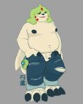  2021 4:5 absurd_res anthro balls belly bottomwear clothing digimon digimon_(species) fangs flaccid gargomon genitals hi_res lock-wolf male moobs navel overweight overweight_anthro overweight_male pants penis solo 