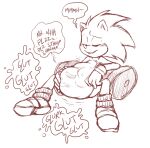  anthro belly big_belly body_outline cownugget digestion digestion_noises duo english_text eulipotyphlan face_imprint hand_imprints hedgehog imprint male male_pred male_prey mammal miles_prower monochrome oral_vore sitting sonic_the_hedgehog sonic_the_hedgehog_(series) speech_bubble text tongue tongue_out vore 