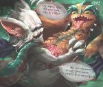  bestiality chobonolly duo female feral humanoid kled_(lol) korean_text league_of_legends male male/female nude orange_body outside penetration riot_games scalie skaarl_(lol) text tongue tongue_out vaginal vaginal_penetration video_games white_body yordle 