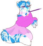  absurd_res anonymous_artist anthro bottomwear clothed clothing collar digital_drawing_(artwork) digital_media_(artwork) eyeliner felid fur girly head_tuft hi_res kodak leash makeup male mammal multicolored_body multicolored_fur pantherine skirt solo tiger tongue tongue_out tuft 