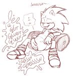 anthro belly big_belly body_outline cownugget digestion digestion_noises duo english_text eulipotyphlan face_imprint hand_imprints hedgehog imprint male male_pred male_prey mammal monochrome oral_vore sitting sonic_the_hedgehog sonic_the_hedgehog_(series) speech_bubble text tongue tongue_out vore 