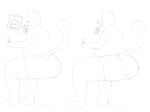  anthro belly big_belly big_butt bottomwear butt butt_expansion clothed clothing domestic_cat expansion felid feline felis growth hi_res male mammal monochrome obese obese_anthro obese_male overweight overweight_anthro overweight_male sodongs solo text thick_thighs underwear weight_gain wide_hips 