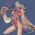  1:1 breasts cephalopod coleoid female horizontal_pupils marine mimic_octopus mollusk multi_arm multi_limb non-mammal_breasts octopodiform pseudo_clothing pseudo_hair pupils shion_humine siphon_(anatomy) solo stripes tentacle_arms tentacle_hair tentacles 