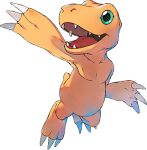  agumon airborne arm_up claws creature digimon digimon_survive full_body green_eyes lowres no_humans official_art open_mouth outstretched_arm reptile shiny shiny_skin smile solo tail teeth tongue transparent_background ukumo_uichi 
