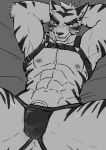  abs absurd_res anthro biceps bulge felid greyscale hi_res male mammal manadezimon monochrome muscular muscular_anthro muscular_male pantherine pecs seductive solo tiger 