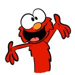  1:1 anthro big_eyes elmo fur hair happy hi_res juan_jo male muppet muppets orange_nose red_body red_hair sesame_street simple_background simple_coloring solo white_background 