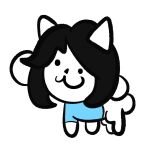  1:1 :3 ambiguous_gender beady_eyes blue_clothing bottomless canid canine clothed clothed_feral clothing cute_face felid feline feral hi_res juan_jo mammal simple_background simple_coloring simple_eyes solo tem temmie_(undertale) undertale video_games white_background 