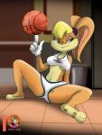  absurd_res anthro ball basketball_(ball) butt clothing english_text female hi_res humanoid lagomorph leporid lola_bunny looney_tunes mammal moon_pearl rabbit solo solo_focus space_jam succubi_samus suggestive suggestive_pose text uniform warner_brothers 