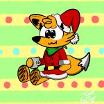  1:1 anthro antoinette_(el_senor_erizo) canid canine christmas christmas_clothing christmas_headwear clothing costume cute_eyes cute_face female fox hair hat headgear headwear hi_res holidays juan_jo mammal orange_body orange_hair orange_tail pattern_background santa_costume santa_hat shaded simple_background simple_shading 