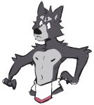  adastra adastra_(series) amicus_(adastra) anthro bodily_fluids bottomwear canid canine canis clothing echo_project haps hi_res loincloth male mammal solo sweat sweatdrop video_games visual_novel wolf 