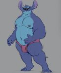  alien anthro anthrofied belly biceps blue_body blue_fur bulge clothing disney experiment_(lilo_and_stitch) fur hi_res lilo_and_stitch male minedoo multicolored_body musclegut navel nipples pecs solo speedo stitch_(lilo_and_stitch) swimwear two_tone_body 