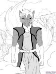  2020 3:4 absurd_res anthro clothed clothing digital_media_(artwork) dragon fur furred_dragon hair hi_res horn looking_at_viewer male mammal prisma_faerdo prismanoodle_(artist) simple_background solo white_background 