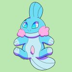  1:1 animal_genitalia anus blue_body blue_eyes erection feral genital_slit genitals green_background hi_res male mudkip nintendo penis pok&eacute;mon pok&eacute;mon_(species) simple_background slit solo tapering_penis video_games zoroak88 