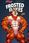  2:3 abs alternate_version_at_source anthro blue_nose claws english_text featureless_crotch felid frosted_flakes fur hands_on_hips jimsdaydream kellogg&#039;s kerchief kerchief_only male mammal mascot mostly_nude muscular muscular_anthro muscular_male neckerchief neckerchief_only orange_body orange_fur pantherine pecs solo striped_body striped_fur stripes text tiger tony_the_tiger url whiskers 