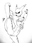  absurd_res anthro bsan94 canid canine digimon digimon_(species) female fox hi_res mammal monochrome renamon solo 