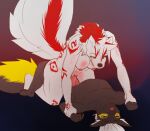  anthro breasts canid canine chuchufurry cole_(chuchufurry) duo female fox gasping genitals hi_res male male/female mammal penis pinned_to_floor pinning_down raised_tail riding_cock rilea 