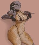  absurd_res alien armor bikini clothing crossgender female fishnet headgear helmet hi_res humanoid pose predator_(franchise) saidra solo swimwear waiting yautja 