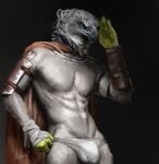  abs accipitrid accipitriform anthro armor avian bird bulge cape clothed clothing eagle erection erection_under_clothing genital_outline harpy_eagle hi_res male marul ritchie solo underwear 
