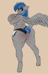 anthro bibbo_(oc) big_breasts big_butt blue_mane breast_squish breasts butt clothing collaboration covering covering_self crazy_water cutie_mark doomfister equid equine fan_character female freckles friendship_is_magic fur green_eyes grey_body grey_fur hasbro hi_res hooves huge_breasts huge_butt mammal mane my_little_pony panties pegasus solo squish story story_at_source story_in_description underwear unguligrade_anthro wide_hips wings 