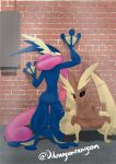  absurd_res against_wall amphibian anthro blush breasts brick_wall butt crouching ddragoonrangoon detailed_background duo female frog fur genitals girly glistening greninja hi_res lagomorph leaning_on_wall leporid long_ears looking_at_viewer lopunny male male/female mammal muscular muscular_anthro muscular_male narrowed_eyes nintendo penis pok&eacute;mon pok&eacute;mon_(species) pok&eacute;morph pussy rabbit smile thick_thighs tongue tongue_out video_games wall_(structure) 