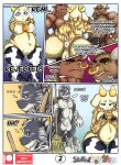  absurd_res anthro balls belly big_balls big_belly big_breasts bovid bovine breasts canid canine canis caprine clothed clothing comic english_text female fur genitals goat group hi_res male mammal neo_geppetto nipples overweight overweight_female penis remi simple_background slightly_chubby text thick_thighs wolf 
