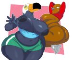  2021 absurd_res anthro avian beak bertie big_breasts big_butt bird bottomless breasts butt clothed clothing curvy_figure duo exposed_breasts female footwear hi_res high_heels huge_breasts huge_butt looking_at_viewer netflix nipples non-mammal_breasts open_beak open_mouth oscine overweight overweight_anthro overweight_female passerine shoes sssonic2 thick_thighs thrush_(bird) toucan tuca tuca_and_bertie voluptuous wide_hips 