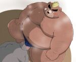  2021 anthro ashigara belly blush bulge clothing duo facesitting hi_res kemono kwzu male mammal moobs musk overweight overweight_male tokyo_afterschool_summoners underwear ursid video_games 