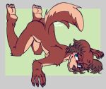  all_fours anthro ass_up beastars blue_eyes breasts brown_body brown_fur butt canid canine canis feet female full-length_portrait fur goiaba hi_res hindpaw juno_(beastars) mammal nude paws portrait side_boob smug solo wolf 