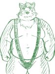  2021 anthro belly canid canine canis clothing domestic_dog hi_res kemono live-a-hero male mammal mokdai moobs navel overweight overweight_male simple_background sketch solo underwear video_games white_background yaki_atsuage 