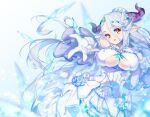  dress elbow_gloves gloves gray_hair hong_(white_spider) horns long_hair pointed_ears tagme_(character) 