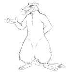  anthro black_and_white chin_fur don_bluth jenner_(nimh) male mammal monochrome open_mouth palm_out rodent simple_background sketch smile solo teeth_showing the_secret_of_nimh thegreatmatsutzu white_background 