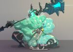 after_masturbation anonymous_artist anthro armor ball balls big_balls big_dom_small_sub big_muscles big_penis blue_body bodily_fluids butt butt_grab cum cum_on_back cum_on_balls cum_on_feet cum_on_ground cum_on_hand cum_on_leg cum_on_penis duo erection fire genital_fluids genitals ghost green_body half-closed_eyes hand_on_butt headgear helmet hi_res hug lotus_position male male/male melee_weapon mordekaiser_(lol) muscular muscular_male narrowed_eyes nipples penis sex sitting size_difference spirit thresh vorusuarts weapon 