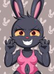  anthro black_body clothed clothing eyelashes female fur hi_res huitu_c lagomorph leporid mammal rabbit swimwear teeth thick_thighs 