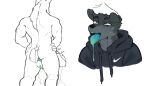  absurd_res anthro balls butt canid canine canis clothing duo equid equine fellatio genitals goon_(goonie_san) goonie-san hand_on_head hi_res hoodie horse long_tongue male mammal nude oral penile sex sweater tongue tongue_out topwear wolf 