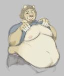  anthro belly big_belly blep blush claws clothed clothing clothing_lift felid fur lion love_handles male mammal mane moobs nipples obese obese_anthro obese_male one_eye_closed overweight overweight_anthro overweight_male pantherine shirt shirt_lift smile solo tan_body tan_fur tongue tongue_out topwear wink yasano_(artist) 