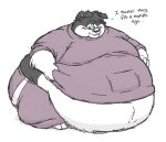  anthro belly belly_overhang belly_pinch big_belly big_butt black_body black_fur blush border_collie butt canid canine canis chubby_cheeks clothed clothing collie dialogue domestic_dog english_text fur haloopdy hand_on_stomach herding_dog hi_res hyper hyper_belly male mammal moobs morbidly_obese morbidly_obese_anthro morbidly_obese_male obese obese_anthro obese_male overweight overweight_anthro overweight_male pastoral_dog sheepdog simple_background solo standing text thick_thighs white_background white_body white_fur wide_hips 