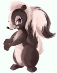  2021 black_body black_fur blue_eyes fluffy fluffy_tail fur hi_res mammal mephitid multicolored_body multicolored_fur simple_background skunk smile solo tohupo two_tone_body two_tone_fur white_background white_body white_fur 