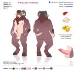  2020 amber_eyes animal_genitalia anthro apple-faced arm_hair balls body_hair bovid brown_body brown_hair butt caprine cloven_hooves digital_media_(artwork) english_text erection fully_sheathed genitals green_horn hair hi_res hooves horn horn_ring humanoid_genitalia humanoid_penis looking_at_viewer male mammal model_sheet multiple_versions nude penis sheath solo standing stomach_hair text url 