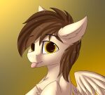  absurd_res bust_portrait equid equine fan_character hasbro hi_res looking_at_viewer male mammal my_little_pony pegasus portrait snowstormbat solo tongue tongue_out wings zaylem 