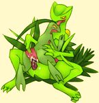  big_dom_small_sub blush duo female feral grovyle licking male nintendo penetration penis pok&#233;mon pokemon sceptile sitting size_difference straight tears tongue unknown_artist vaginal vaginal_penetration video_games 