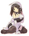  :d ahoge arm_garter arm_support between_breasts black_eyes black_hair blush breasts covered_nipples elbow_gloves frills full_body gloves kizaki kore_ga_watashi_no_goshujin-sama kuramachi_anna large_breasts maid maid_headdress nakabayashi_yoshitaka's_maid_uniform open_mouth shoes short_hair simple_background sitting smile solo thighhighs tongue white_background white_gloves yokozuwari zettai_ryouiki 