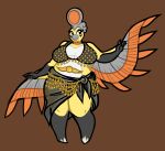  anthro areola avian beak big_breasts black_clothing black_eyes bra breasts claws clothed clothing digital_media_(artwork) egyptian egyptian_headdress eye_markings eyelashes eyeliner female headgear headwear hi_res ho-oh jewelry legendary_pok&eacute;mon makeup markings nintendo pok&eacute;mon pok&eacute;mon_(species) quadlinda sarong shiny_pok&eacute;mon slightly_chubby solo spread_wings thick_thighs toe_claws underwear video_games wings yellow_body 