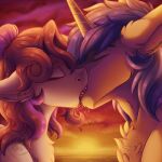  1:1 2021 absurd_res ambiguous_form bodily_fluids chest_tuft duo ears_back equid equine eyes_closed fan_character female fkk french_kissing fur hasbro hi_res horn horse inner_ear_fluff jade_jump kissing lunar_spice male mammal mane my_little_pony pivoted_ears pony portrait purple_mane red_mane saliva signature sunset tuft unicorn watermark white_body white_fur 