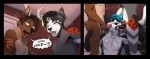  2021 2koma 5_fingers anthro anthro_on_anthro anthro_penetrated anthro_penetrating anthro_penetrating_anthro antlers ball_tuft balls big_penis black_body black_border black_claws black_fur black_glans black_hair black_nose black_penis black_spots blue_eyes blue_hair bodily_fluids border breath brown_body brown_eyes brown_fur brown_hair brown_nose canid canine canis cervid claws comic cum cum_from_mouth cum_in_mouth cum_inside cum_on_chest cum_on_face cum_on_penis dialogue domestic_cat domestic_dog emarosa english_text erection fangs felid feline felis fellatio finger_claws fingers fur genital_fluids genitals glans grey_antlers grey_balls grey_body grey_fur group group_sex hair half-closed_eyes hand_on_hip hi_res holding_penis horn humanoid_genitalia humanoid_penis inside irateus kneeling leg_grab licking looking_at_another looking_down looking_up male male/male male_penetrated male_penetrating male_penetrating_male mammal mane moan motion_lines narrowed_eyes open_mouth oral panting penetration penile penis penis_lick pupils red_body red_eyes red_fur red_penis ryker_(rykerthefurry) sex smile speech_bubble spots spotted_body spotted_fur standing tan_balls tan_body tan_fur tan_spots tapering_penis text thigh_grab threesome tongue tongue_out trio tuft white_body white_fur yellow_pupils zawmg 