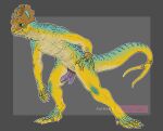  2021 blue_body conditional_dnp genitals hi_res lizard lizardman male nakoo penis reptile scalie skink yellow_body 