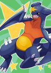  absurd_res ambiguous_gender biped blush chiwidth claws feral garchomp green_background hi_res looking_at_viewer marine nintendo open_mouth pok&eacute;mon pok&eacute;mon_(species) semi-anthro sharp_claws sharp_teeth simple_background smile solo teeth toe_claws video_games yellow_eyes 